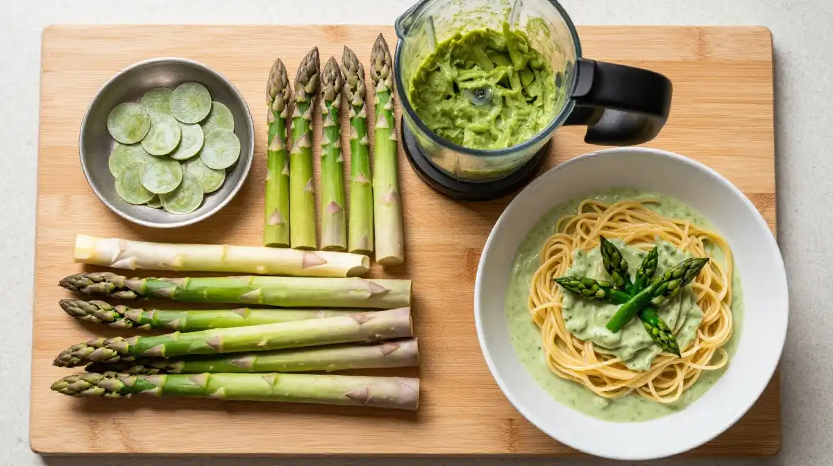 How to Use Asparagus Stems and Tips to Build a Deeper Pasta Sauce