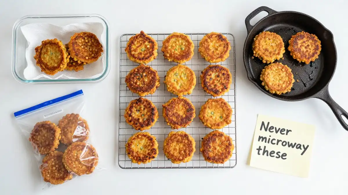 How to Meal Prep Store and Reheat Chickpea Fritters Without Losing Crunch