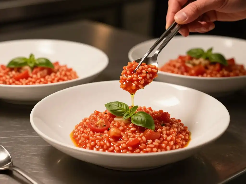 How to Serve Present and Garnish Tomato Risotto Like a Professional Chef