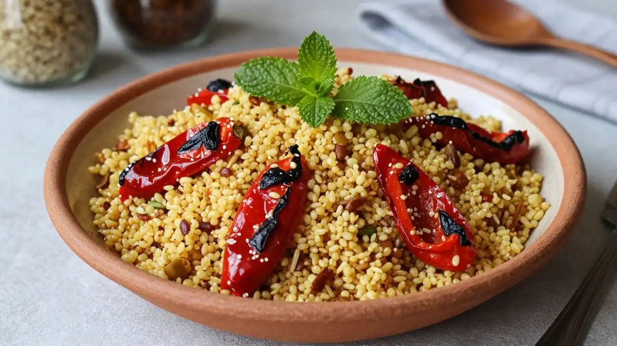 Turkish Bulgur Salad With Roasted Peppers and Fresh Mint
