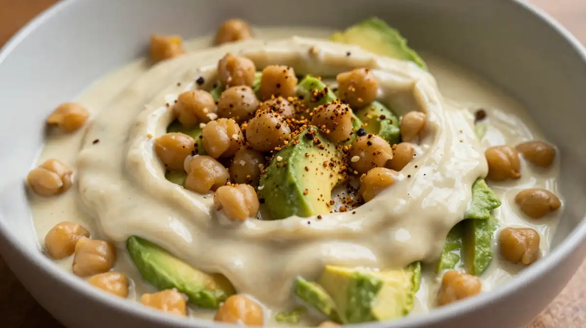 Creamy Chickpea Avocado Salad With Tahini Dressing and Roasted Cumin