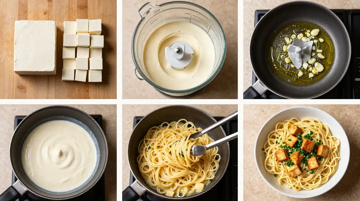 How to Make Classic Creamy Tofu Pasta From Scratch Step by Step