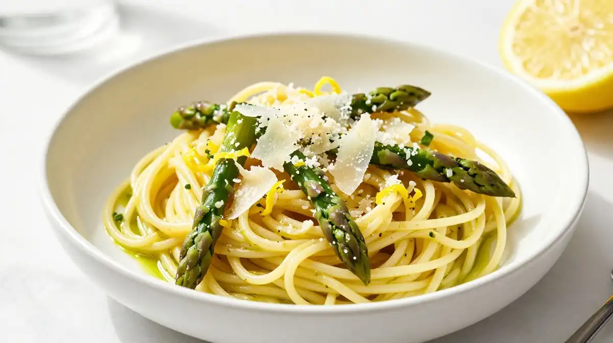 Asparagus Pasta With Lemon Parmesan and Garlic for Bright Spring Flavor