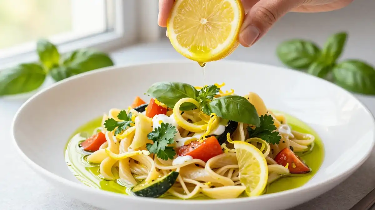How to Make Light and Healthy Pasta Primavera With Lemon and Olive Oil