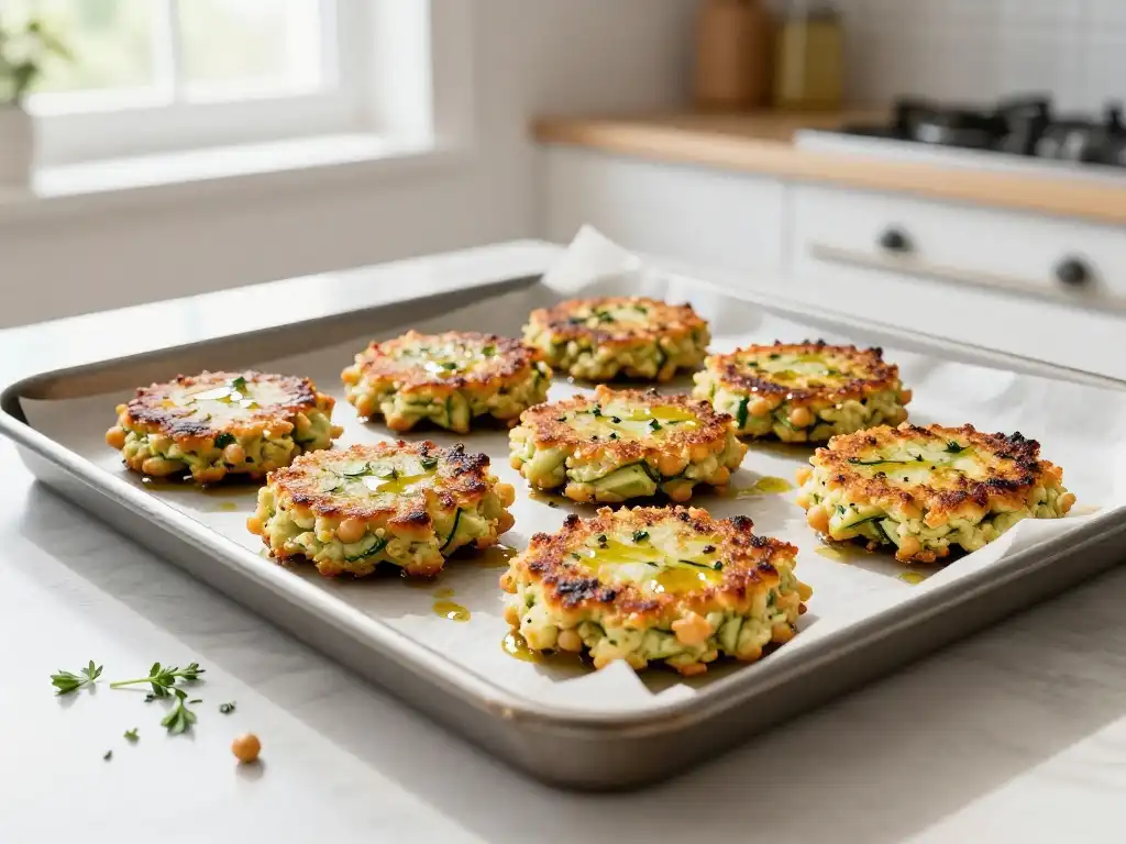 Baked Chickpea Zucchini Fritters That Are Just as Crispy as Fried