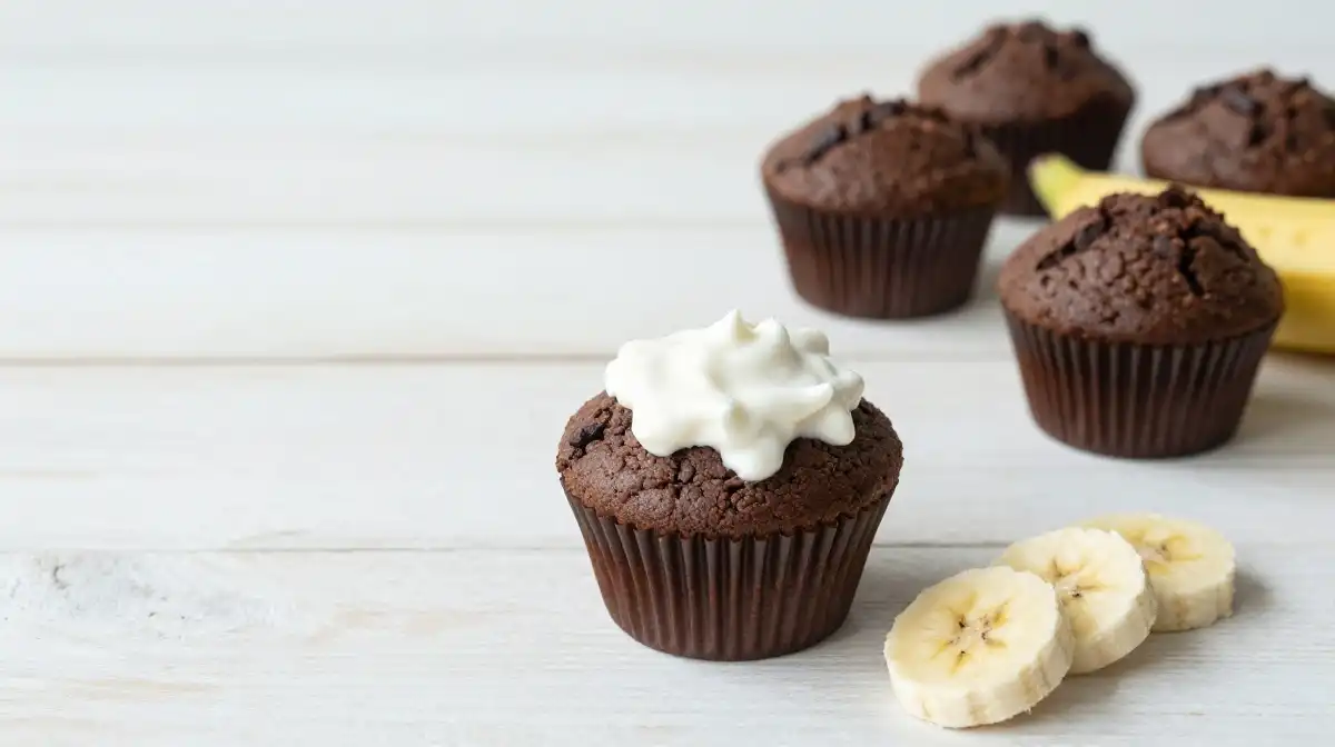 7. Healthy Banana Chocolate Muffins With Greek Yogurt and No Butter