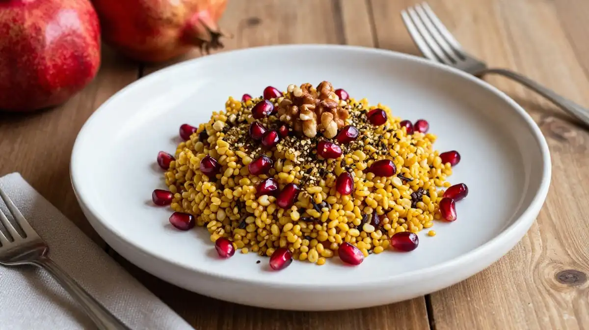 Pomegranate and Bulgur Salad With Za'atar and Toasted Walnuts