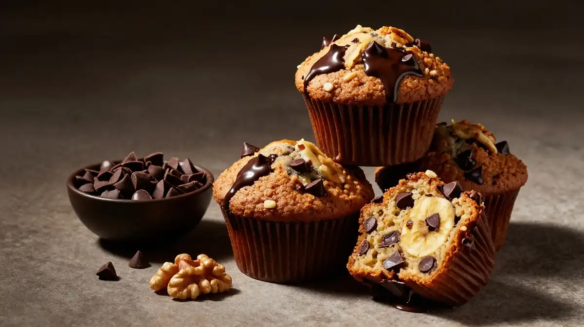 Dark Chocolate Chip Banana Nut Muffins That Feel Like Pure Indulgence