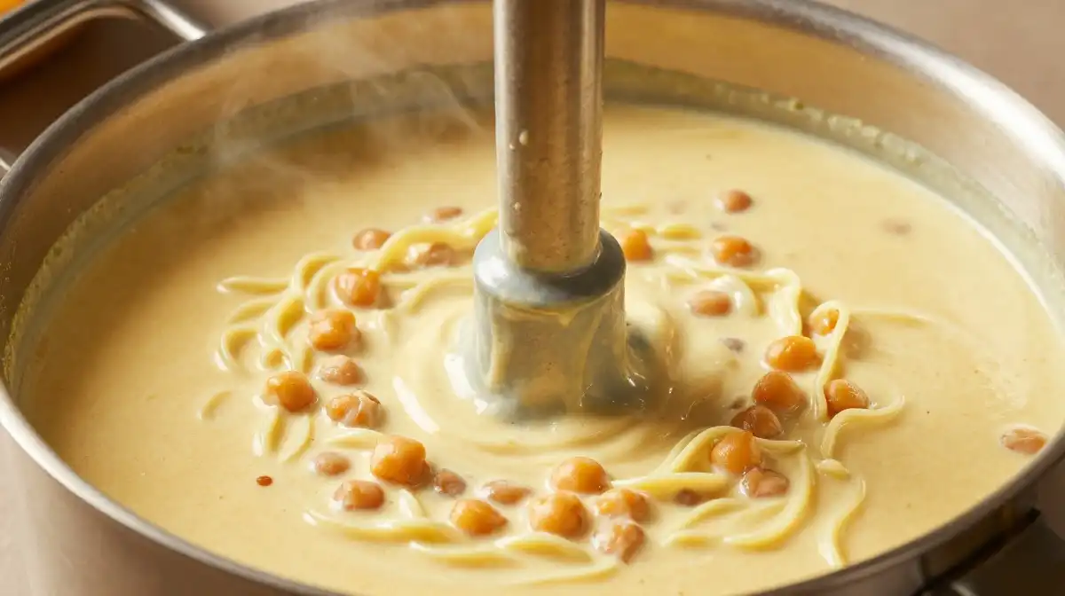 How to Make Creamy Chickpea Noodle Soup That Warms Your Soul