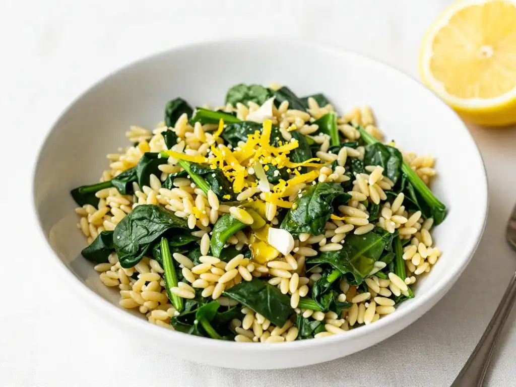 How to Make Healthy Spinach Orzo With Lemon Garlic and Olive Oil