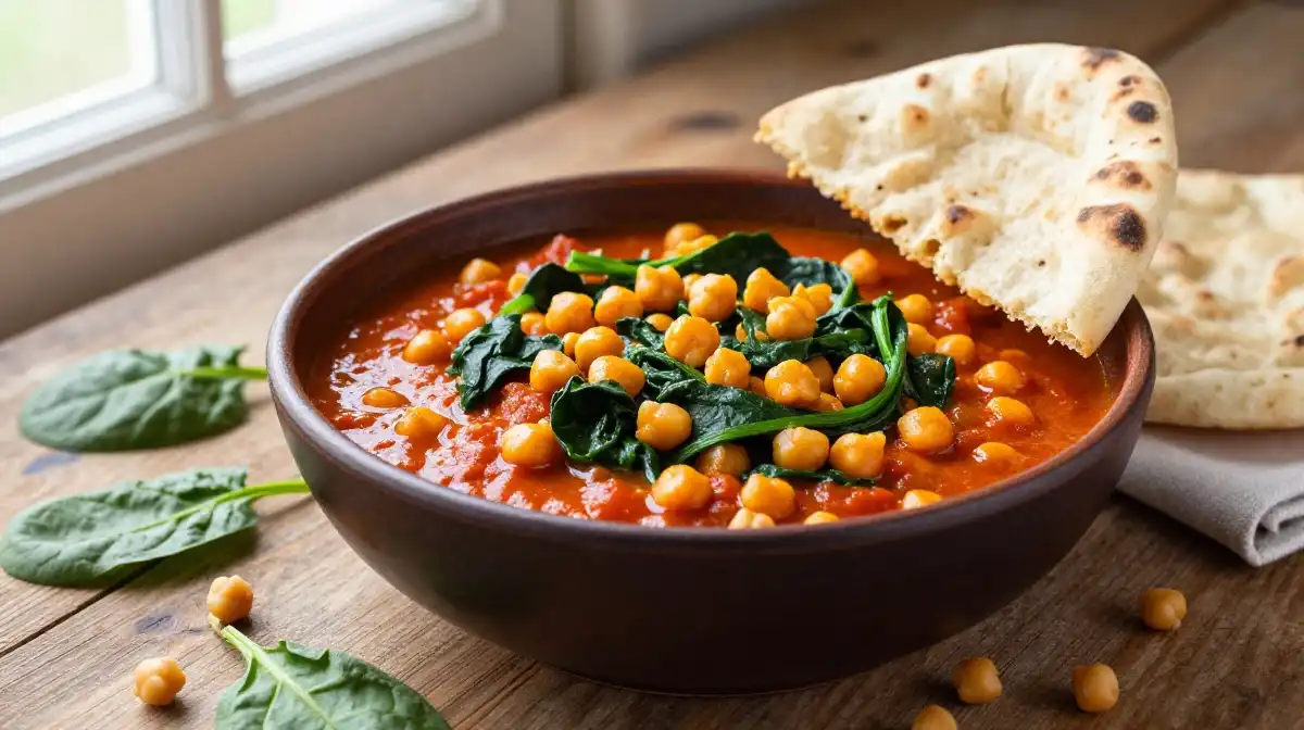 How to Make Vegan Sweet Potato Curry With Chickpeas and Spinach
