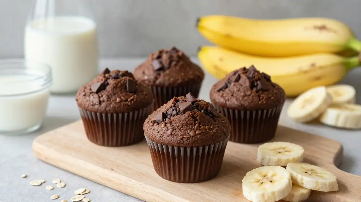 9. Vegan Banana Chocolate Muffins Without Eggs or Dairy
