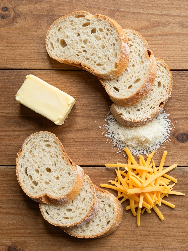 Ingredients Needed for Parmesan Crusted Grilled Cheese.