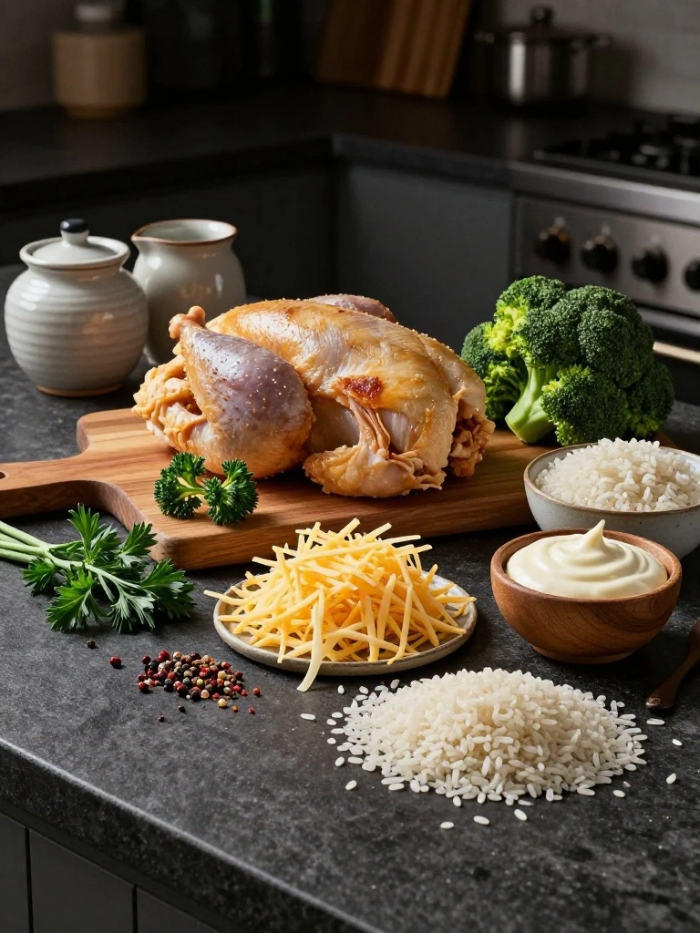 Ingredients-You-Need-for-Chicken-Broccoli-Rice-Casserole