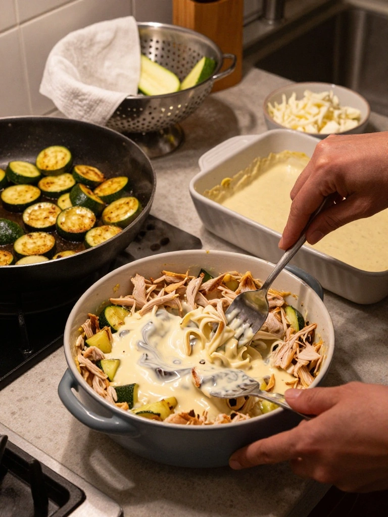 How to Make Rotisserie Chicken Zucchini Casserole Step by Step