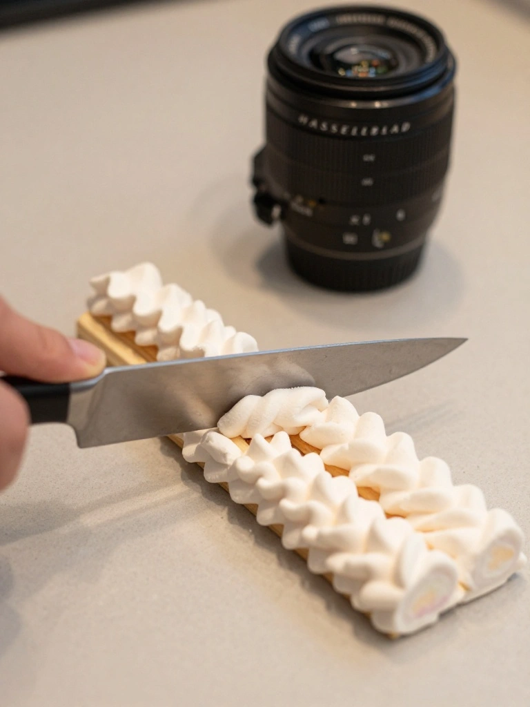 Cutting and Serving Ruffles Marshmallow Treats