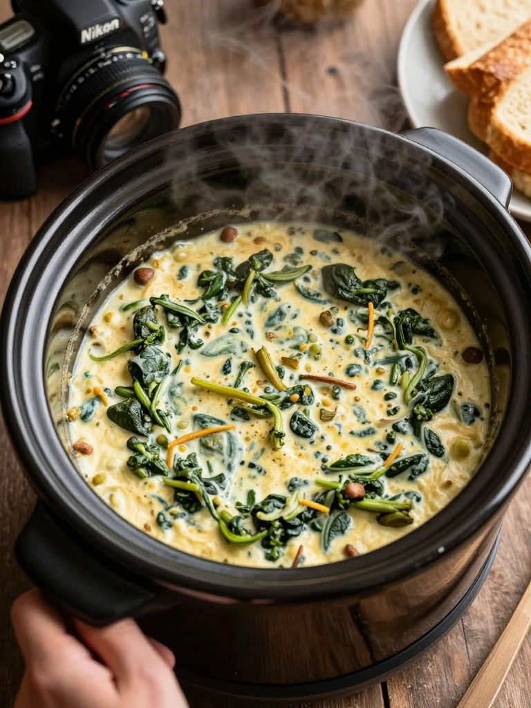 Slow Cooker Method for Spinach Artichoke Dip